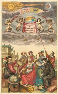 Title page of Atlas Coelestius, seu Garmonica Macrocosmica, a star atlas by the English astronomer