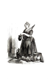 Types from Holland around 1841, Het melkmeisje, The Milkmaid, Netherlands, authentic, digitally