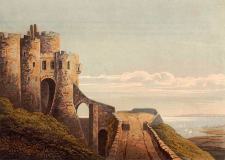 Dover Castle around 1850, castle near Dover, England, authentic, digitally restored reproduction