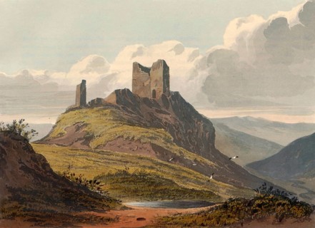 Dolwyddelan Castle, around 1850, castle ruins in Conwy in Wales, authentic, digitally restored