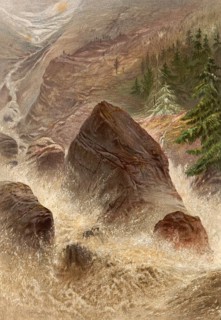 Torrent in Val Tournanche, a side valley of the Aosta Valley in Italy, around 1870, Italy,