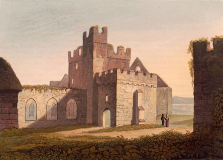 Cathedral in Peel Castle, Cashtal Phurt-ny-Hinshey in Manx, castle ruins in Peel on the British