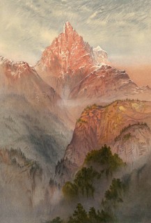 The Dent du Midi around 1860, mountain range in the Chablais Valaisan Alps, northwest of Martigny