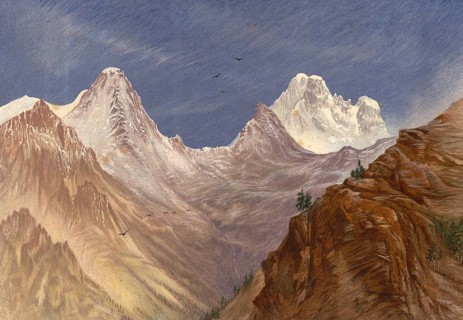 Monte Viso, seen from Col de la Croix, around 1860, the highest peak in the Cottian Alps. It is