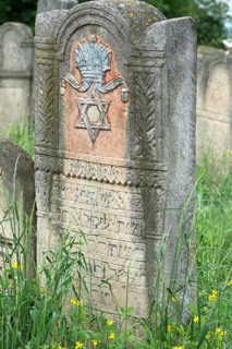 Tombstone with relief of a crown and star of David, Jewish cemetery, since 1866, Czernowicz,