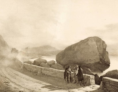 On the road from Rome to Naples, here in Terracine, around 1860, Italy, authentic, digitally