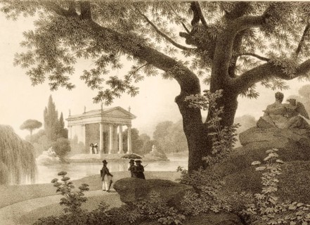 Temple of Aesculapio, Tempio di Esculapio, neoclassical building in the heart of the gardens of