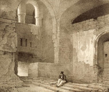 Lower Hall of Queen Joan's Palace, premises within the Palazzo Donn'Anna in Naples, 1830, Italy,