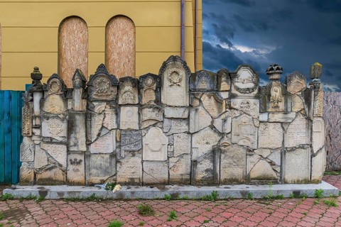 Wall of Memory, constructing fragments of destroyed tombstones, Jewish cemetery, since 1866,