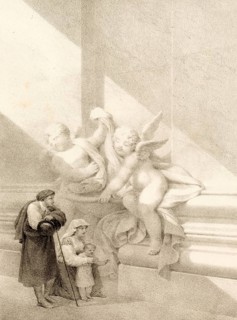 Baptism, monumental holy water basin, Benitier, in St. Peter's Basilica in Rome, 1860, Italy,