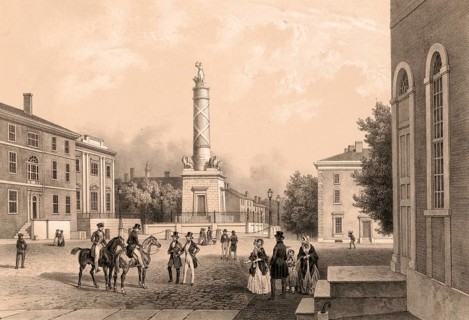 The Battle Monument is located at Battle Monument Square on North Calvert Street between East