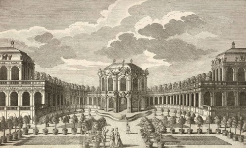 Lustschloss und Kurfürstlicher Zwinger in Dresden, around 1850, Germany, authentic, digitally