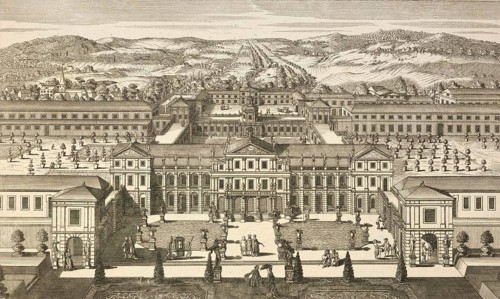 Ducal Brunswick Pleasure Palace in Salzdahlum, Wolfenbüttel, garden side, around 1850, Germany,