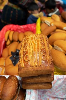 Traditional Guatemalan bread on the market in Sololá, Highlands, Sololá Department, Guatemala