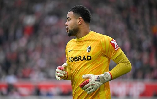 Goalkeeper Noah Atubolu SC Freiburg SCF (01) Soccer Bundesliga, MHPArena, MHP Arena Stuttgart,