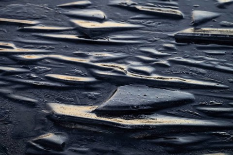 Sliced pieces of ice, blue ice, frozen lake, Finland