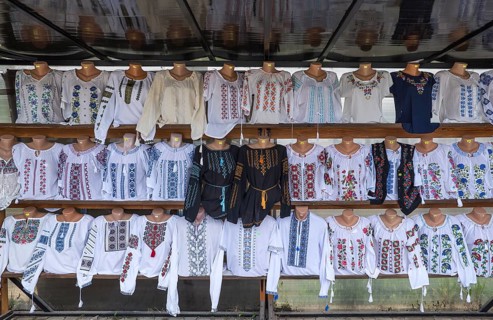 Traditional embroidered blouses as souvenirs, Vorone?, Buckowina, Romania