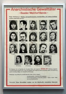 German wanted poster with mug shots of terrorists from the Baader Meinhof Group, Red Army Faction,