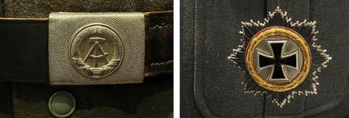 National People's Army uniform with GDR coat of arms and Bundeswehr uniform with the Iron Cross,