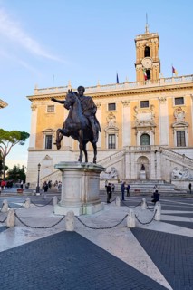 Equestrian statue of Marcus Aurelius in front of the Senatorial Palace (Palazzo Senatorio) in the
