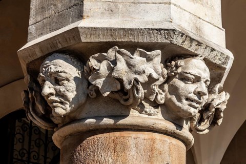 Arcades and Mascaron Heads, Rynek with Cloth Hall, from 13th century, Main Market Square, landmark