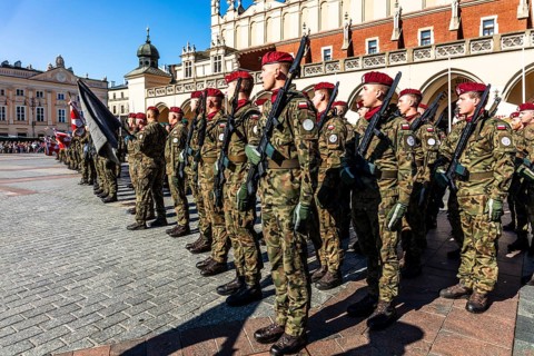 Polish National Military Festival, Rynek with Cloth Hall, from 13th century, Main Market Square,