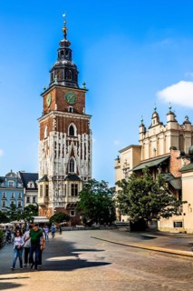 Town Hall Tower on Rynek, rest of the town hall built in the 13th century, Rynek with Cloth Halls,