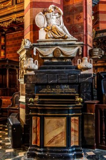 Memorials and marble busts of famous people, St. Mary's Church, 14th century, Krakow, Poland