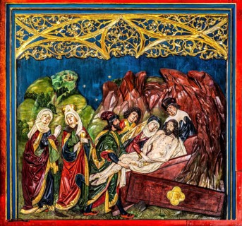 Entombment of Jesus, high altar, Veit Stoß, closed front, St. Mary's Church, 1489, Krakow, Poland
