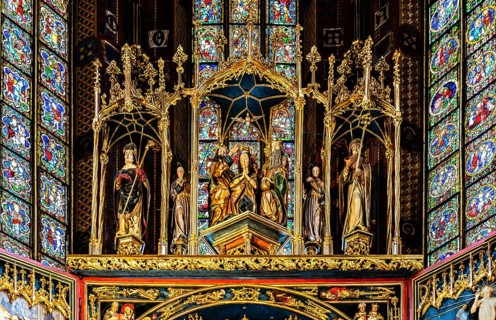 Predella, depicting the root Jesse, Jesus' family tree, high altar, Veit Stoß, St. Mary's Church,