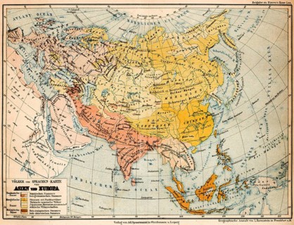 Color topographic map of the peoples and languages of Europe and Asia, scale 1, 40000000,