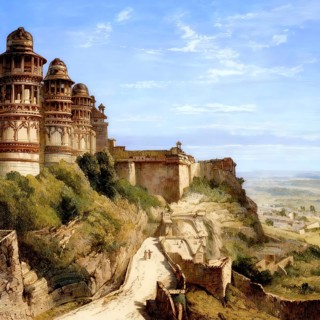 View of Gwalior Fort, Gwaliiyar Qila, Madhya Pradesh, India, c. 1840