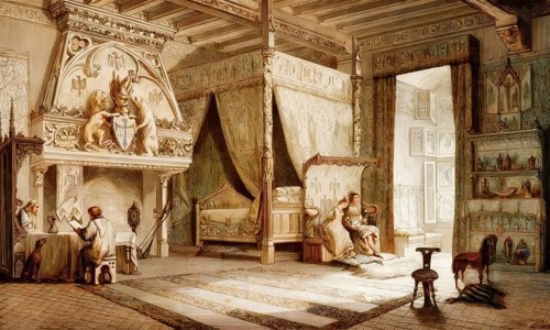 Interior of a seigniorial house or manor house, 14th century