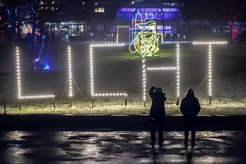 Park lights, events in winter, in the Grugapark in Essen, many different light installations,