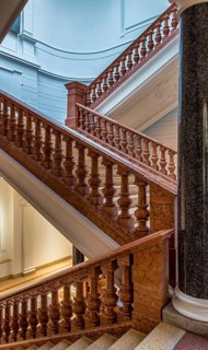 Restored staircase, interior design in the Museum of Communication on Leipziger Straße in Berlin