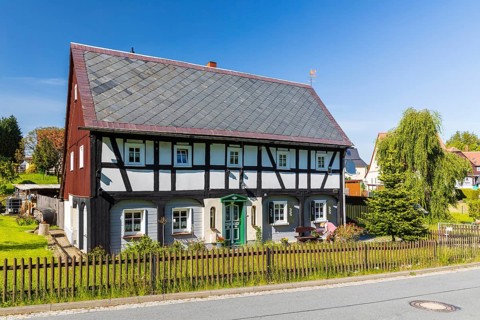 A heritage-protected building in Zittau, district of Schlegel, Upper Lusatia, Saxony, Germany