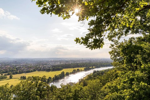 View of Dresden and the Elbe from Agneshöhe, Pappritz, Dresden, Saxony, Germany