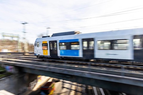 S-Bahn in the Stuttgart region is on the open route. Stuttgart, Baden-Württemberg, Germany