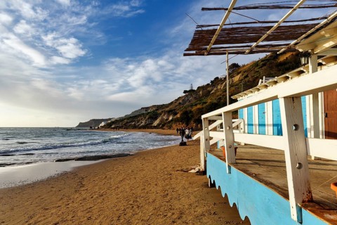 Beach house, Lido Scala dei Turchi, Realmonte, Agrigento, Sicily, South Coast, Mediterranean Sea,