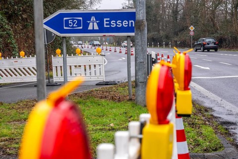 Closure of the A52 motorway, between AK Breitscheid and AS Kettwig, here the driveway in