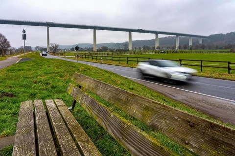 The Mintarder Ruhr Valley Bridge, A52 motorway bridge between Essen and Düsseldorf, longest steel