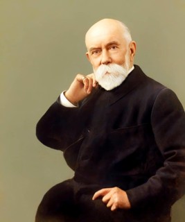 A portrait of Thomas Burberry, 1835 – 1926, an English fashion designer and the founder of the