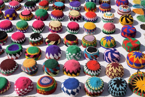 Traditional headdresses at a bazaar, Aswan, Egypt