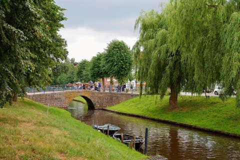 Gracht, 'Little Amsterdam of the North' Friedrichstadt, North Frisia, Schleswig-Holstein, Germany