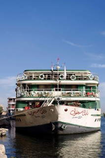 Nile cruise ship MS Nile Symphony at pier, Esna, Egypt