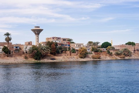 Houses on the banks of the Nile near Luxor, Egypt