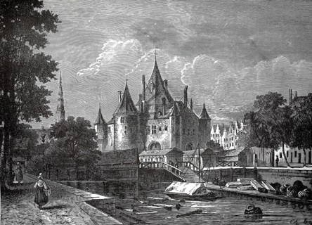 The fish market in Amsterdam, Holland, authentic, digitally restored reproduction from a 19th