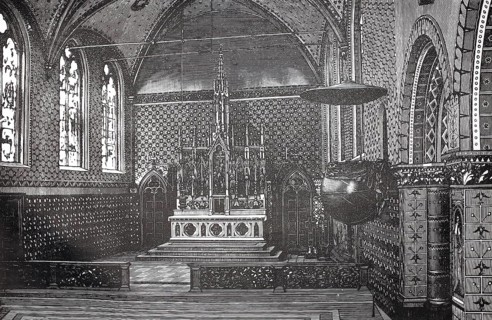 Interior of the Chapel of the Holy Blood, Holy Blood Chapel, in Bruges, Belgium, authentic,