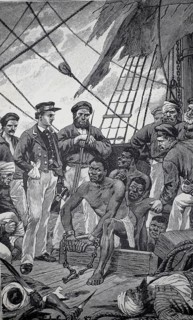 The freed victims, soldiers have controlled a slave trader ship and free the captured slaves,