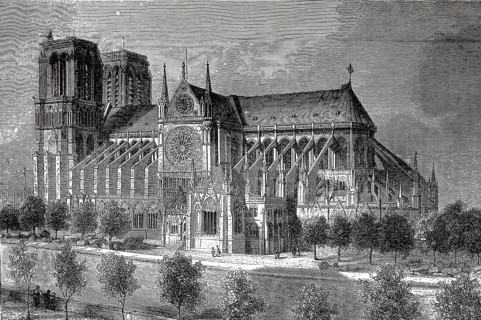 The Notre Dame Cathedral in Paris around 1880, France, authentic, digitally restored reproduction